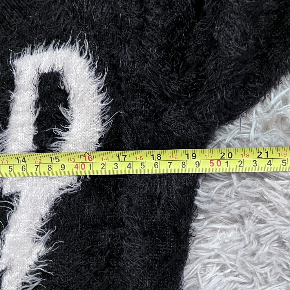 KILLSTAR Black Fuzzy DEAD Graphic Knit Cropped Sweater Goth Grunge Witchy XL - Picture 7 of 12